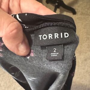 Torrid Black and Pink Floral Blouse